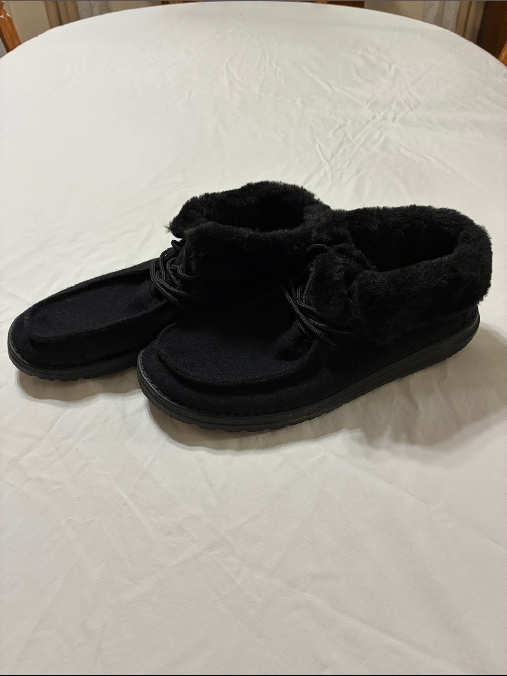Women’s HeyDude Britt Fur-Lined Winter/Fall Loafer Shoes (Black)